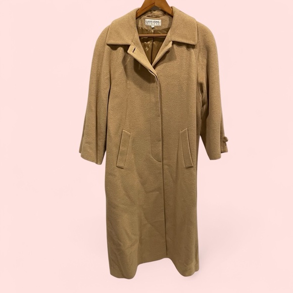Stunning vintage Larry Levine tan 🐪🐪 camel hair maxi warm trench coat pockets - Picture 1 of 15